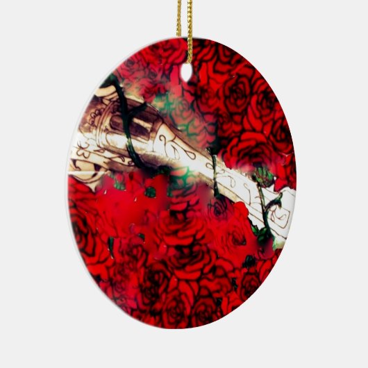 Pistolen en rozen keramisch ornament (Rechts)