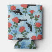 Pistolen en Rozen Lacy Floral in blauw Blikjeskoeler (Achterkant)