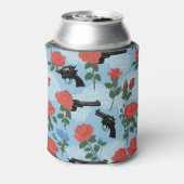 Pistolen en Rozen Lacy Floral in blauw Blikjeskoeler (Blikje Achterkant)