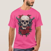 Pistolen en schedels Muziek Rocks Skull Face met R T-shirt (Voorkant)