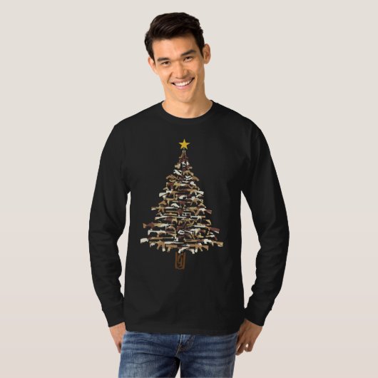 Pistolen kerstboom - Camo Print Xmas cadeau voor P T-shirt (Voorkant volledig)