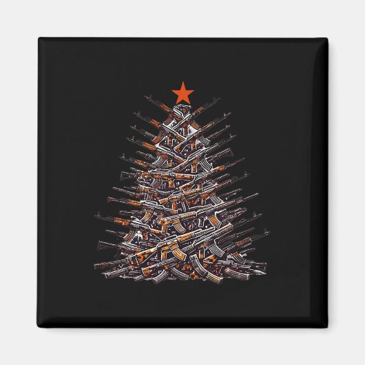 Pistolen Kerstboom Grappig Kerstcadeau 2024 Cadeau Magneet (Voorkant)