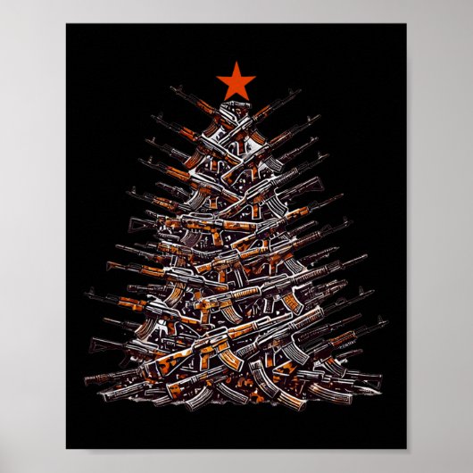 Pistolen Kerstboom Grappig Kerstcadeau 2024 Cadeau Poster (Voorkant)