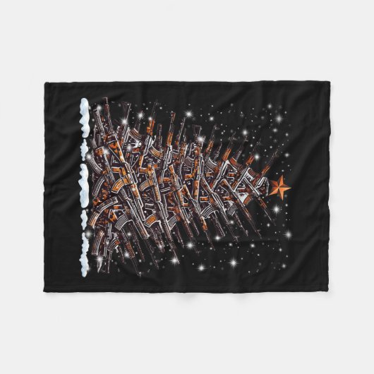 Pistolen Kerstboom Grappige Mannen Xmas 2024 voor  Fleece Deken (Voorkant (Horizontaal))