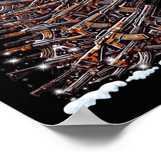 Pistolen Kerstboom Grappige Mannen Xmas 2024 voor  Poster (Hoek)