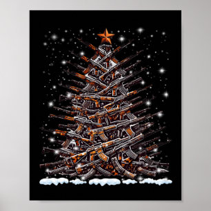 Pistolen Kerstboom Grappige Mannen Xmas 2024 voor  Poster