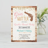Pistolen of glitter gender onthullen uitnodiging (Staand voorkant)