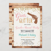 Pistolen of glitter gender onthullen uitnodiging (Voorkant / Achterkant)