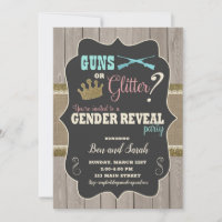 Pistolen of Glitter Gender onthullen uitnodigingen
