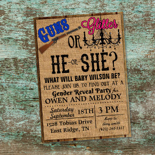 Pistolen of Glitter Gender Reopenbaart Uitnodiging