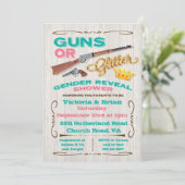 Pistolen of Glitter Gender Reveal Baby shower Kaart (Staand voorkant)