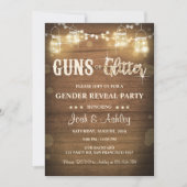 Pistolen of Glitter Gender Reveal Invitation Rusti Kaart (Voorkant)
