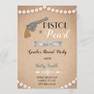 Pistolen of paardengeslacht onthullen uitnodiging