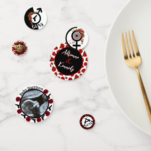 Pistolen of Rozen Geslacht Aangepaste naam en foto Confetti (Groep)