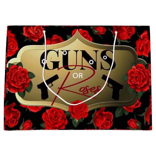 Pistolen of Rozen Geslacht Laat Baby shower zwart  Groot Cadeauzakje (Voorkant)