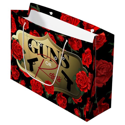 Pistolen of Rozen Geslacht Laat Baby shower zwart  Groot Cadeauzakje (Voorkant Gekanteld)