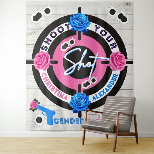 Pistolen of Rozen Geslacht Onthullen Baby shower R Wandkleed (In situ)