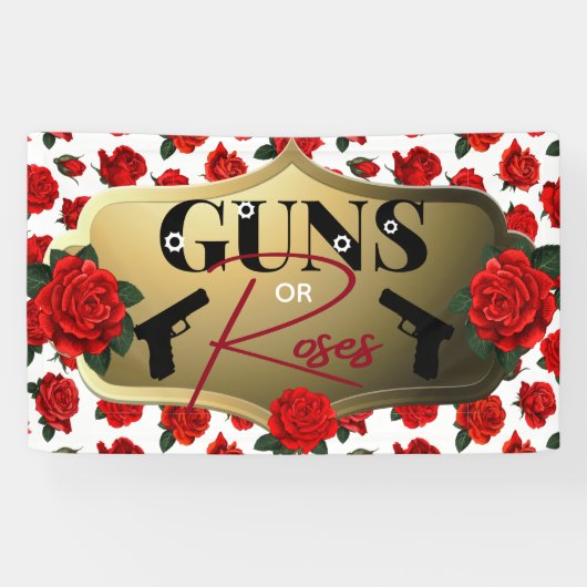 Pistolen of Rozen Geslacht onthullen Baby shower Spandoek (Horizontaal)