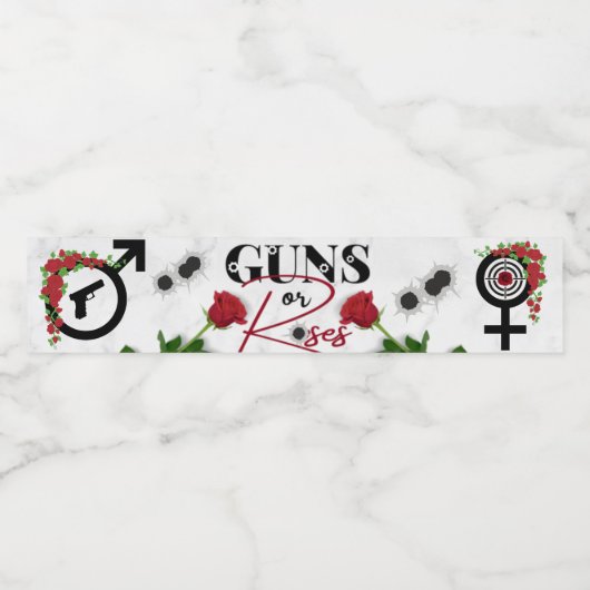 Pistolen of Rozen Geslacht onthullen Baby shower Waterfles Etiket (Enkel label)