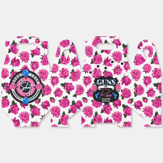 Pistolen of Rozen Geslacht Onthullen Roze/Blauw Ba Bedankdoosjes (Ongevouwen)