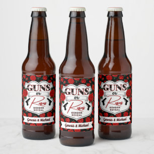 Pistolen of Rozen Geslacht onthullen Witte Badge Bier Etiket