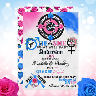Pistolen of Rozen Geslacht Onthulling Roze Blauwe Kaart