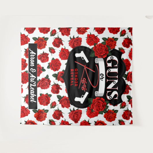 Pistolen of Rozen Rood onthullen|Zwart Baby shower Wandkleed (Voorkant (horizontaal))