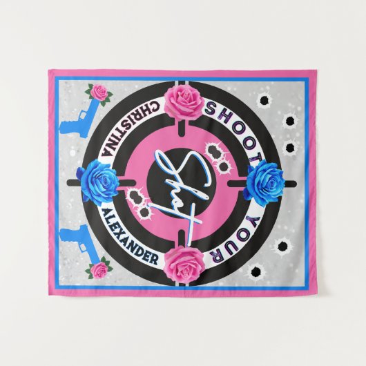 Pistolen of Rozen Roze & Blauw | genderonthulling Wandkleed (Voorkant (horizontaal))