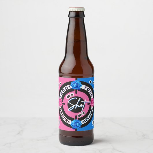 Pistolen of Rozen Roze vs Blauw Geslacht Onthullen Bier Etiket (Voorkant)