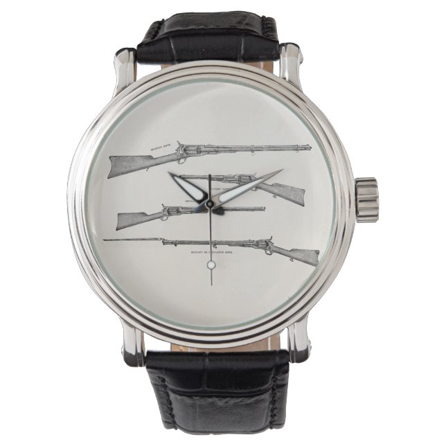  Pistolen uit de jaren 1800, Antiek, oude geweren Horloge (Voorkant)