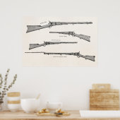 Pistolen uit de jaren 1800, Antiek, oude geweren Poster (Keuken)