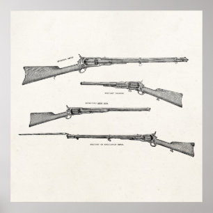 Pistolen uit de jaren 1800, Antiek, oude geweren Poster