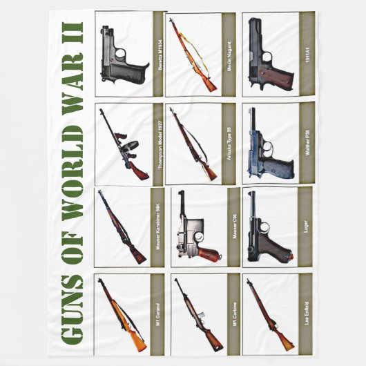 PISTOLEN VAN DE WERELDOORLOG II FLEECE DEKEN (Voorkant)