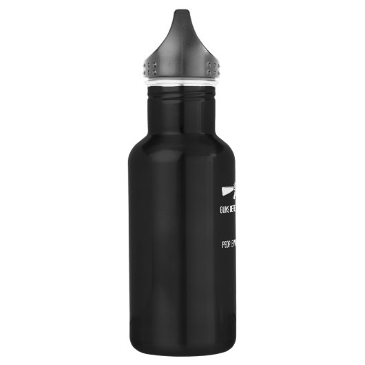 Pistolen verdedigen het 'People Joke Design' voor  Waterfles (Links)