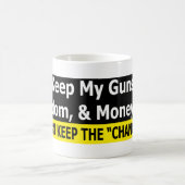 Pistolen, vrijheid en geld koffiemok (Center)