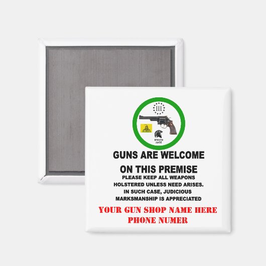 PISTOLEN WELCOME MAGNEET (Voorkant / Achterkant)