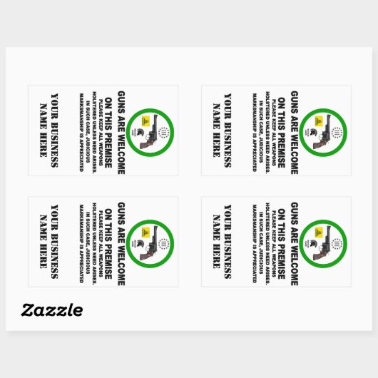 PISTOLEN WELCOME RECHTHOEKIGE STICKER (Vel)