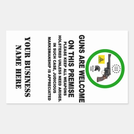 PISTOLEN WELCOME RECHTHOEKIGE STICKER (Voorkant)