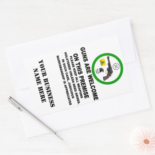 PISTOLEN WELCOME RECHTHOEKIGE STICKER (Envelop)