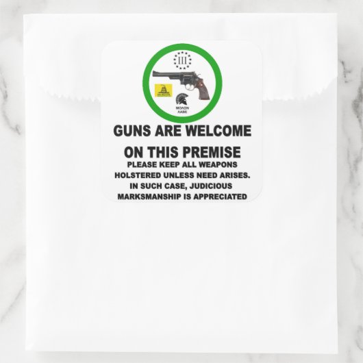 PISTOLEN WELCOME VIERKANTE STICKER (Tas)