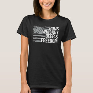 Pistolen Whiskey Beer en Freedom Veteran American T-shirt