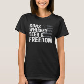 Pistolen Whisky Beer Freedom Pro Pistool Drink Fla T-shirt (Voorkant)