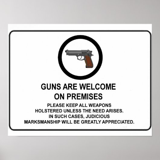 Pistolen zijn welkom in gebouwen poster (Voorkant)