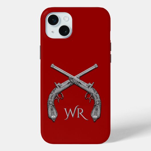 Pistols Crossed Monogram Red Case-Mate iPhone Case (Achterkant)