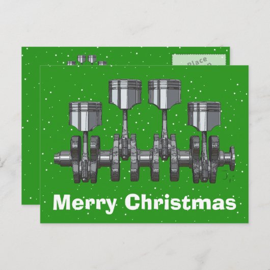 Piston Crankshaft Feestdagenkaart (Voorkant / Achterkant)