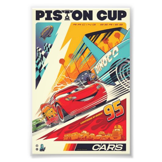 Piston Cup Racing Poster | Retro Cars Art (Voorkant)