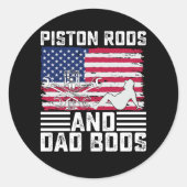Pistonstangen en vadersfiguren monteur VS 4 juli Ronde Sticker (Voorkant)