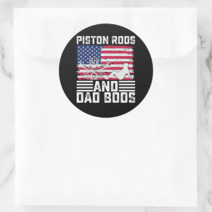 Pistonstangen en vadersfiguren monteur VS 4 juli Ronde Sticker