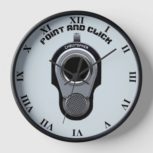 Pistool aanwijzen en sluiten met Jouw naam grappig (Voorkant)