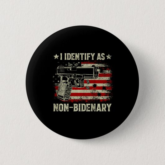 Pistool American Flag Funny Ik identificeer me als Ronde Button 5,7 Cm (Voorkant)